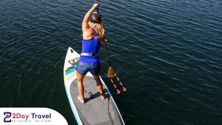 Hãy đặt lưỡi mái chèo hướng về phía trước để tăng cường độ đẩy và cải thiện hiệu suất khi bạn di chuyển trên mặt nước.