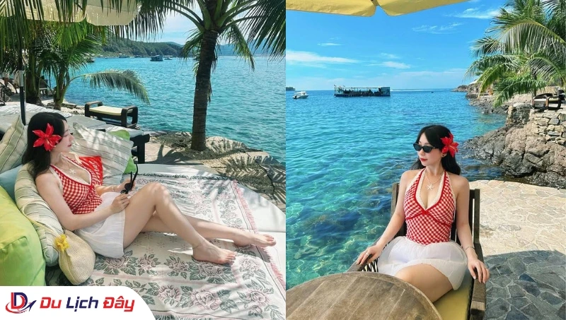 Du khách nghỉ ngơi tại Mini Beach trong tour 3 đảo mini Nha Trang