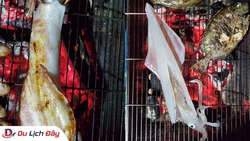 Thưởng thức mực nướng thơm lừng tại chỗ trong Tour câu mực đêm - Nha Trang