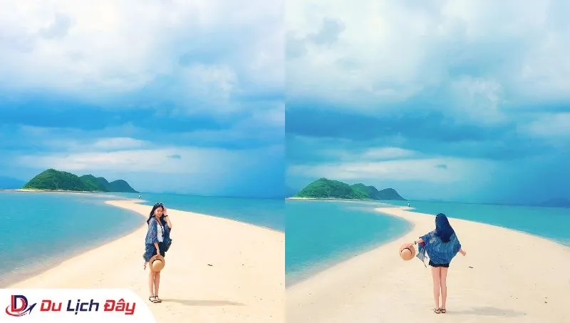 Du khách check-in con đường cát trắng giữa biển trong Tour Điệp Sơn - Dốc Lết